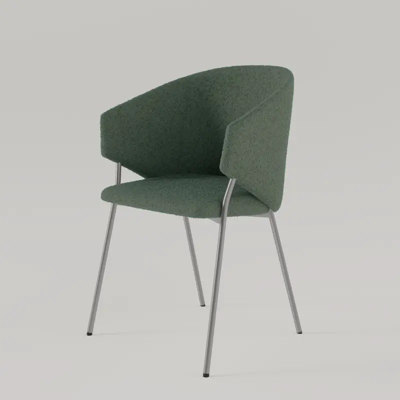 Krzesło Throne Boucle Chrome - Ciemnozielone
