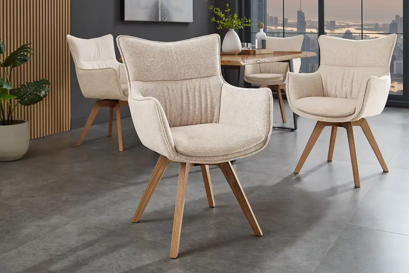 KRZESŁO VOGUE OBROTOWE 360° TKANINA BEŻOWA / 47705 / INVICTA INTERIOR