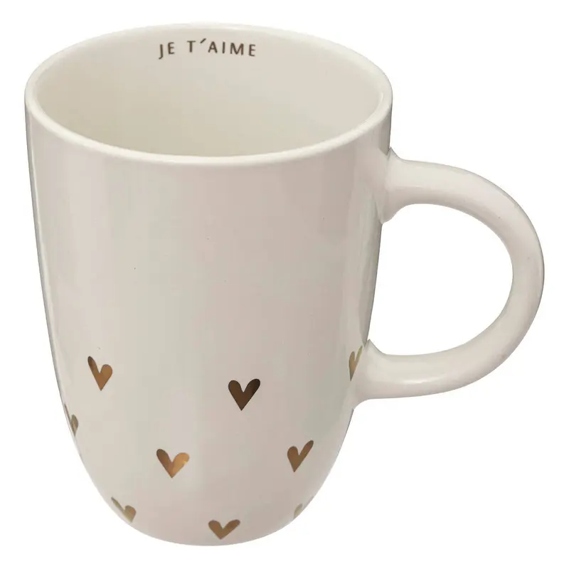Kubek ceramiczny biały z serduszkami FLORAL, 440 ml