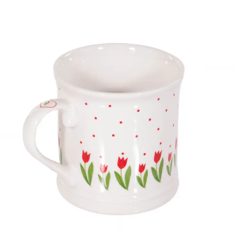 Kubek do kawy i herbaty DANIQUE, wzór w tulipany, 420 ml