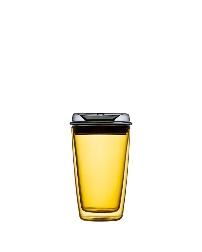 Kubek szklany z pokrywką - Bumblebee