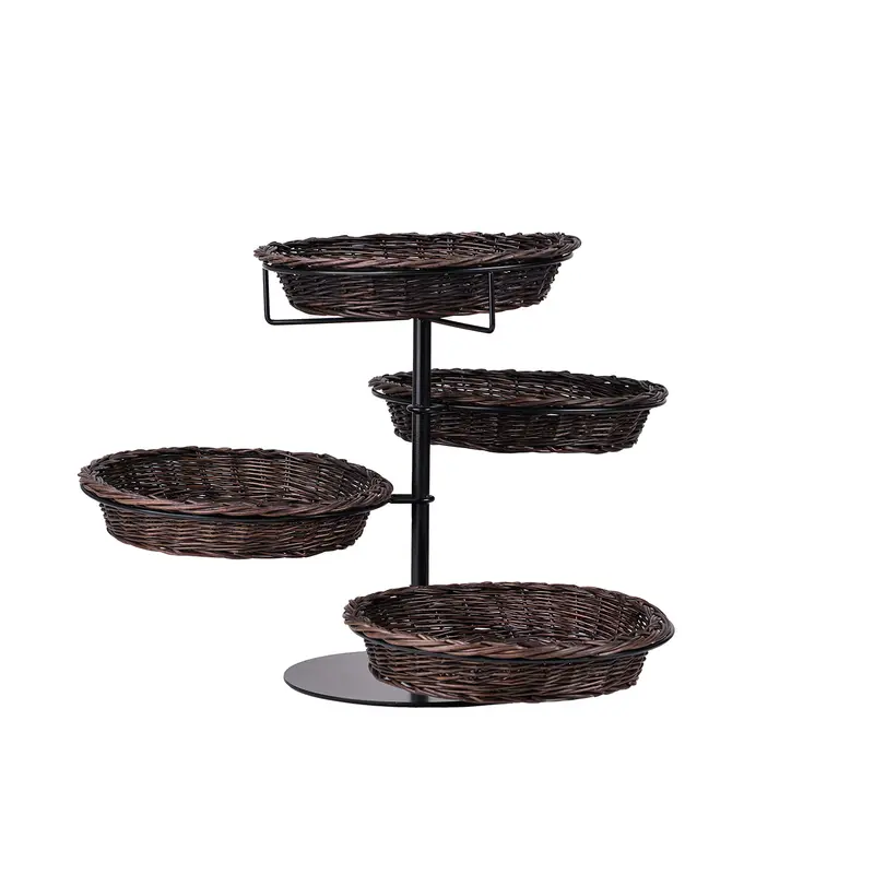 Kustoria wicker countertop display stand with 4 baskets TheWickerStories
