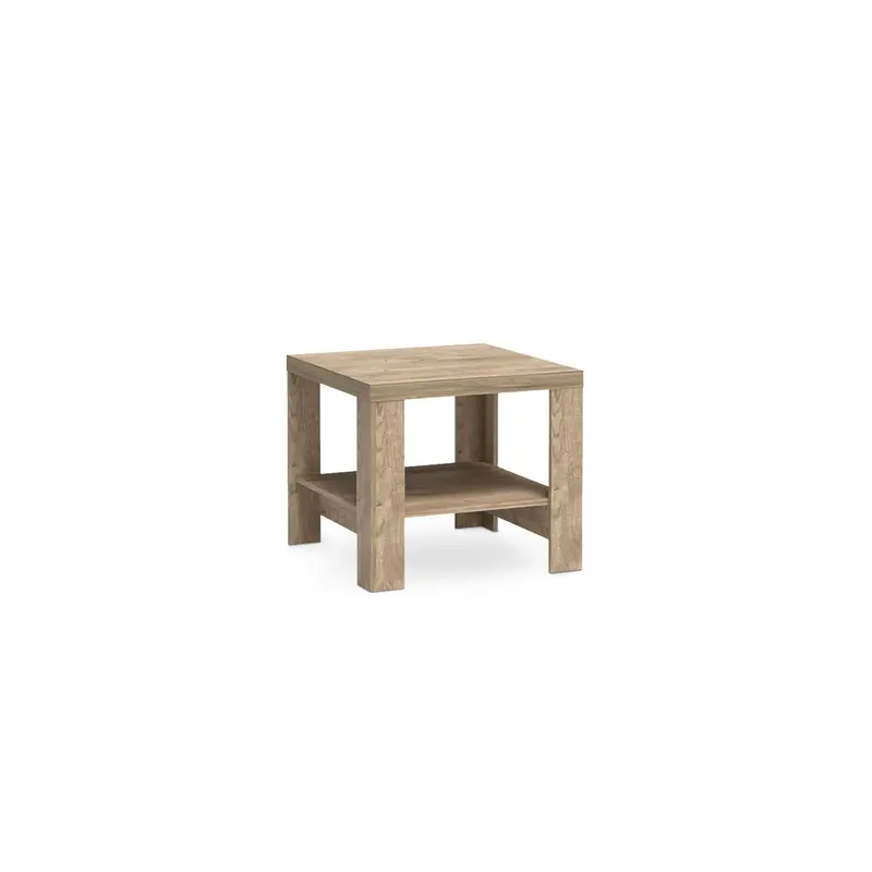 Kwadratowy stolik kawowy 65x57 z półką w stylu boho | Korin