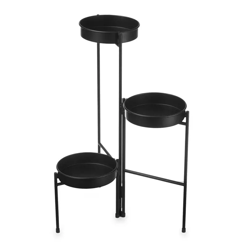 Kwietnik metalowy czarny na 3 kwiaty, wys. 61,5 cm