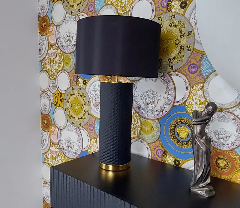 Lampa ceramiczna ELEGANCIA 70cm czarny abażur / 46010-1-S / INVICTA INTERIOR