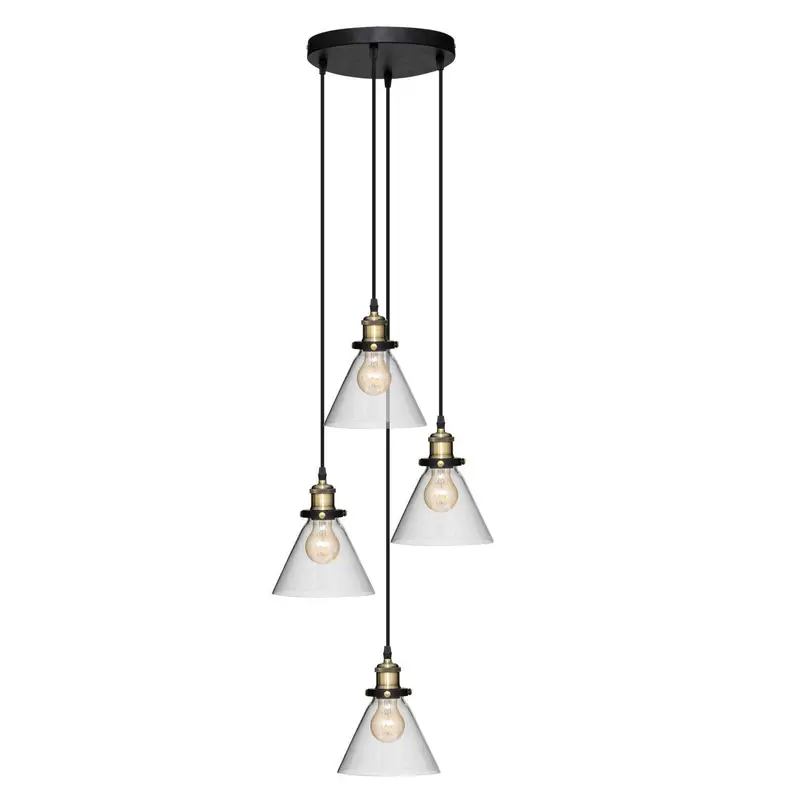 Lampa nad stół industrialna Alak, 4-punktowa, Ø 18 cm