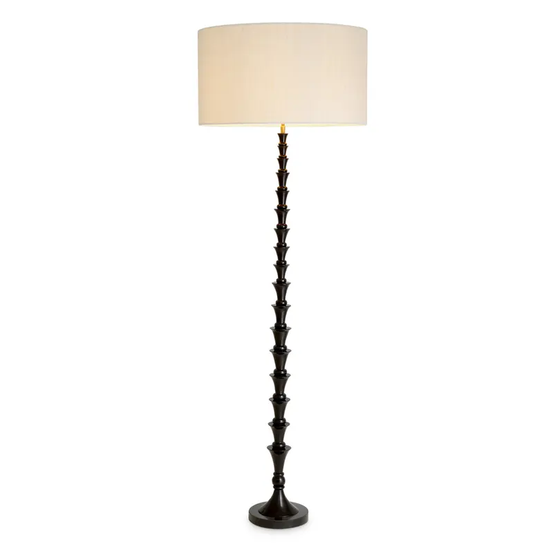 Lampa podłogowa Arabella, wykończenie czarny fortepian, z abażurem