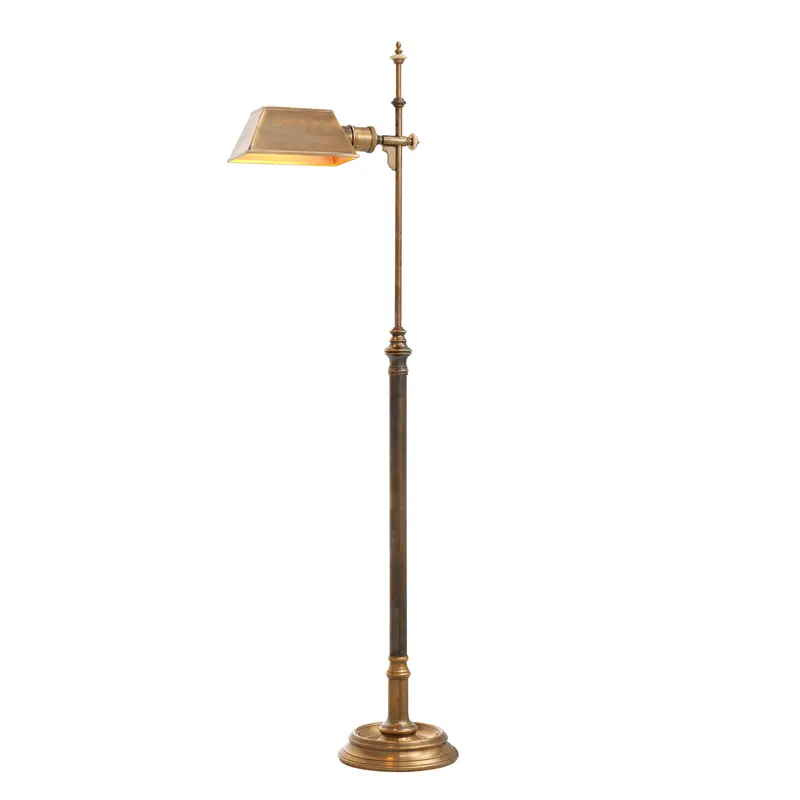 Lampa podłogowa Eichholtz Charlene, mosiężne wykończenie vintage