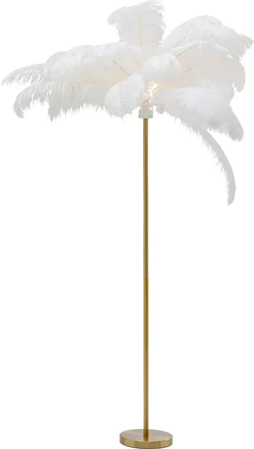 LAMPA PODŁOGOWA PALMA BIAŁA STRUSIE PIÓRA 165 CM PODSTAWA ZŁOTA / KARE
