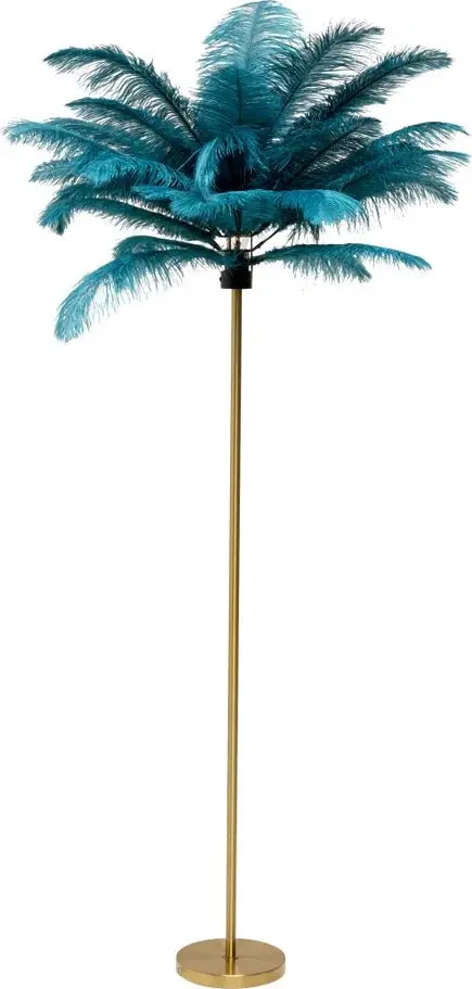 LAMPA PODŁOGOWA PALMA TURKUSOWA STRUSIE PIÓRA 165 CM PODSTAWA ZŁOTA 53749/ KARE