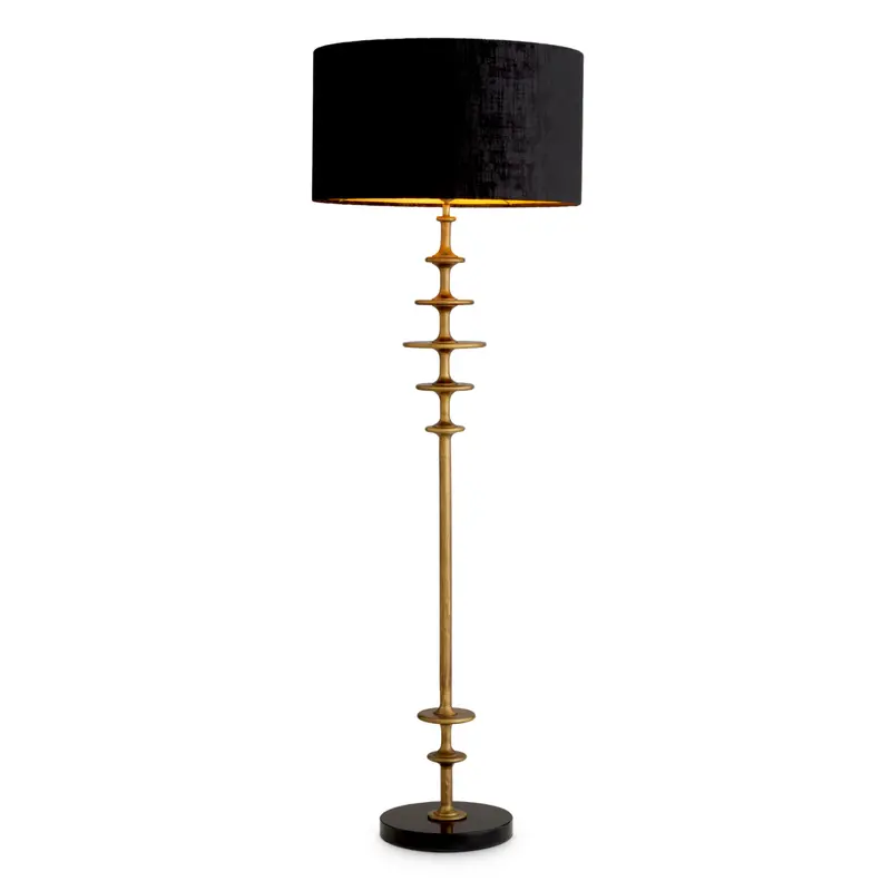 Lampa podłogowa Rosetti, wykończenie w mosiądzu vintage, klosz w zestawie