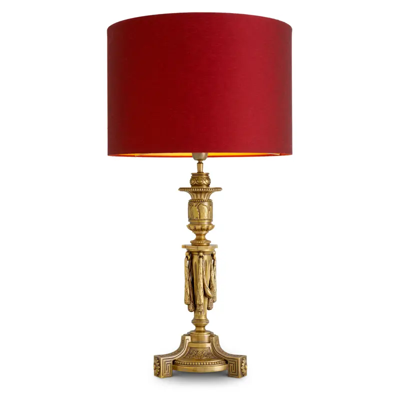 Lampa stołowa Francis, wykończenie złoto antyczne, z abażurem