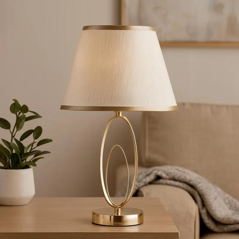 Lampa stołowa GLAM FLUSH, metalowa, złota, Ø 24x47 cm