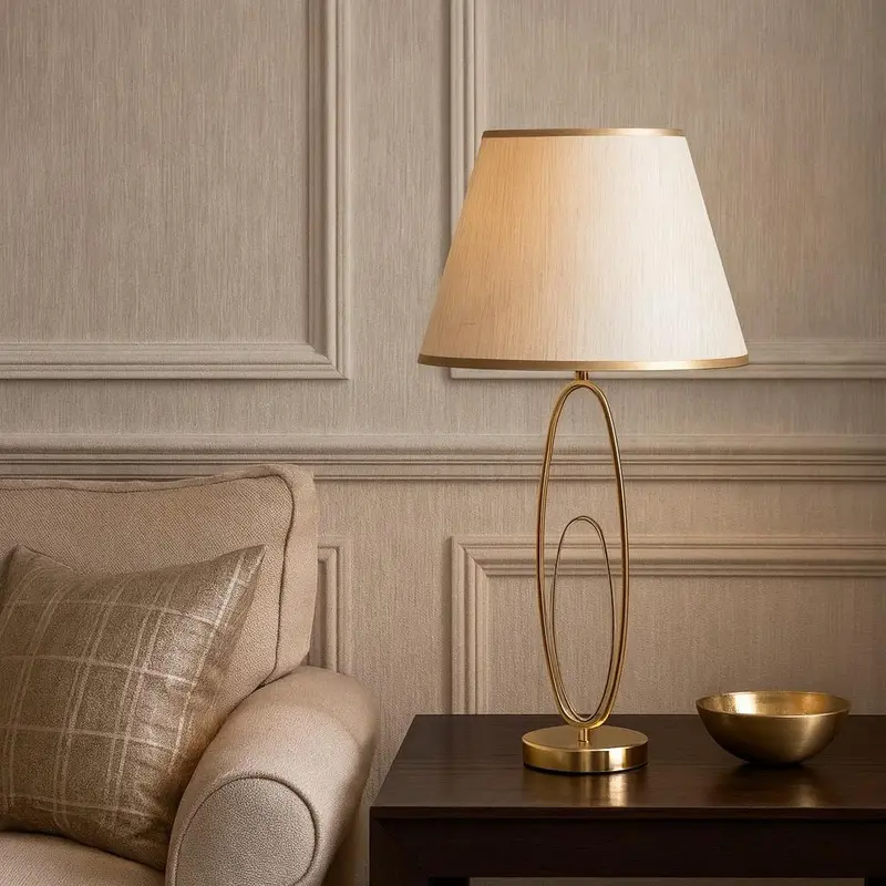 Lampa stołowa GLAM FLUSH, metalowa, złota, Ø 30x58 cm