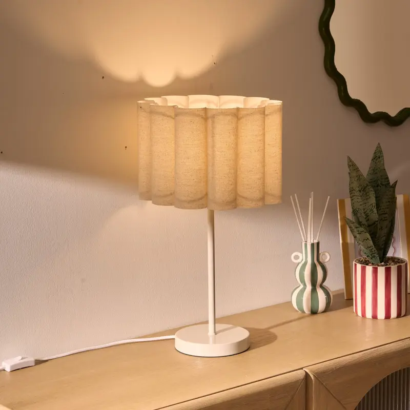 Lampa stołowa RONA materiałowy klosz, wys. 49 cm