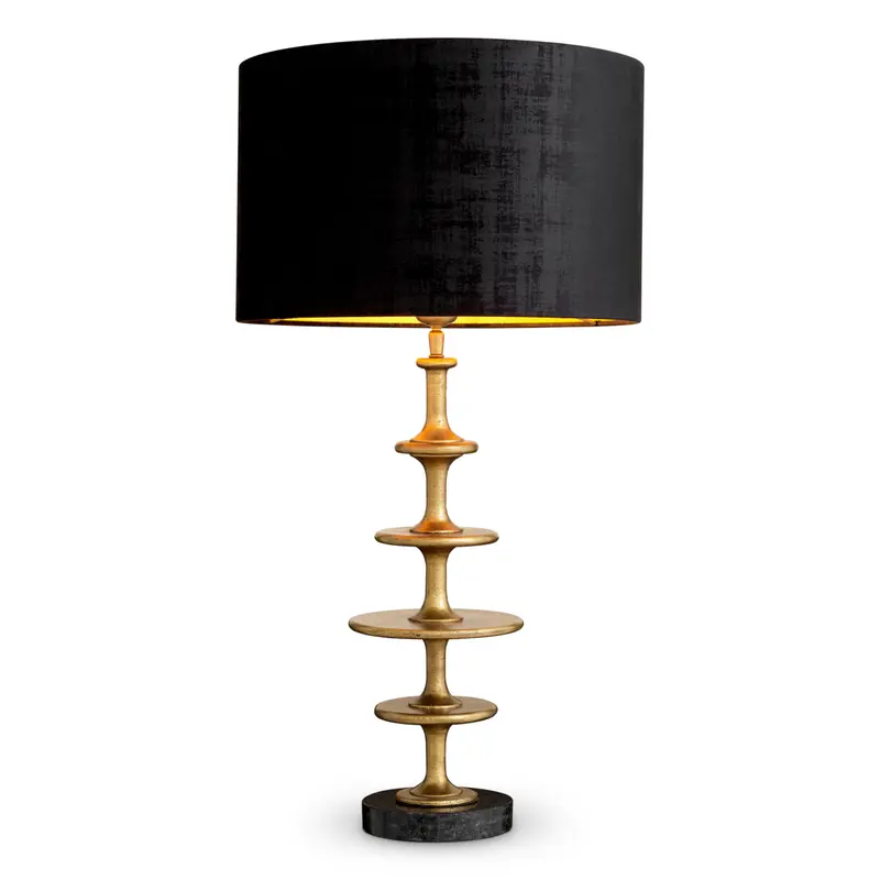 Lampa stołowa Rosetti, wykończenie w mosiądzu vintage, klosz w zestawie
