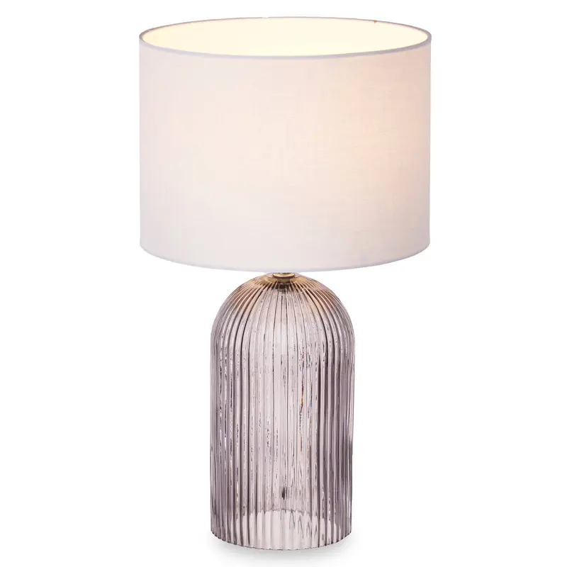 Lampa stołowa szklana podstawa z ryflowanego szkła LINES, Ø 25 cm