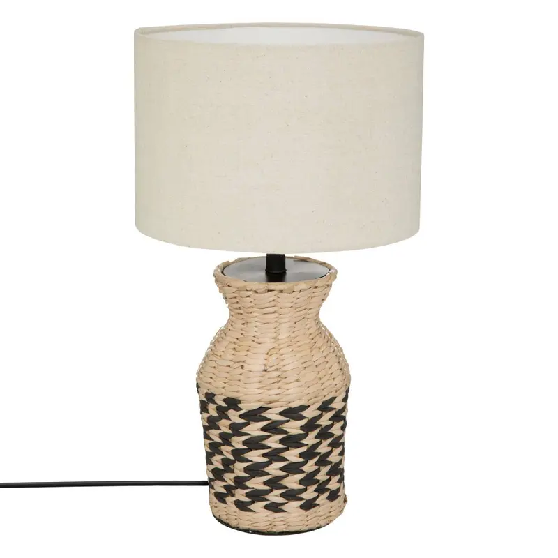 Lampa z abażurem Hiacynt, podstawa z plecionki, 49 cm