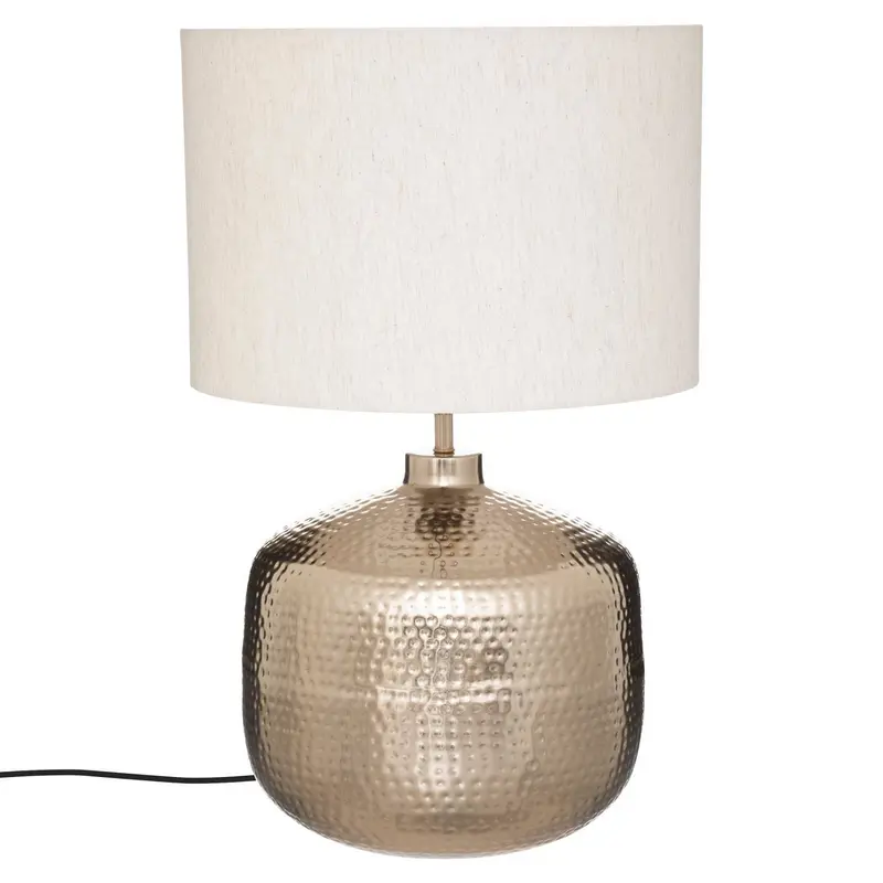 Lampa z beżowym abażurem Kais, metalowa podstawa, wys. 52 cm