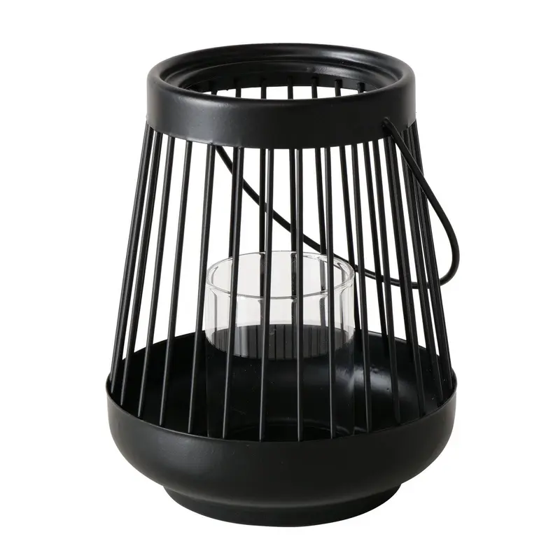 Lampion czarny HELLO, metalowy, 16 cm