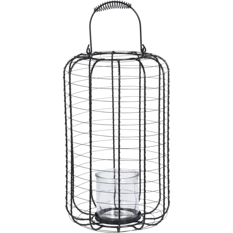 Lampion metalowy ze szklanym świecznikiem, Ø 23,5 cm