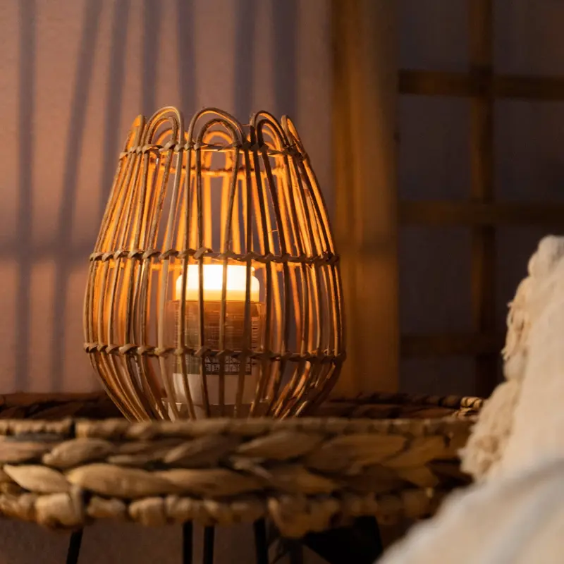 Lampion na balkon, rattanowy, wys. 22 cm