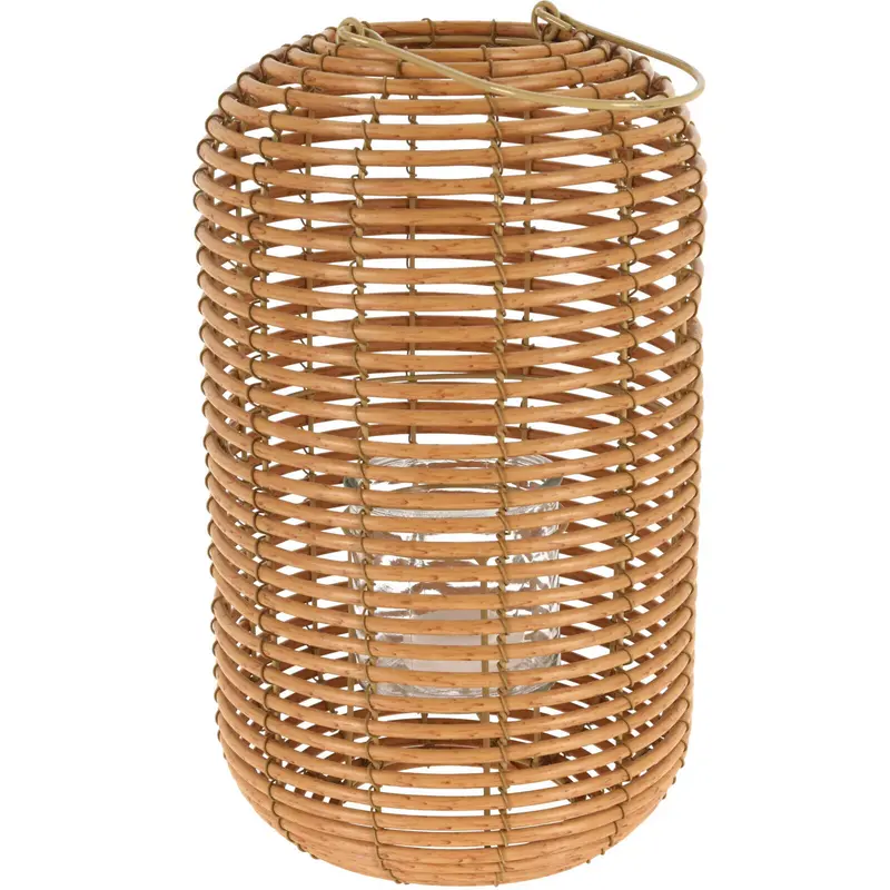 Lampion rattanowy ze szklanym wkładem, 38 cm