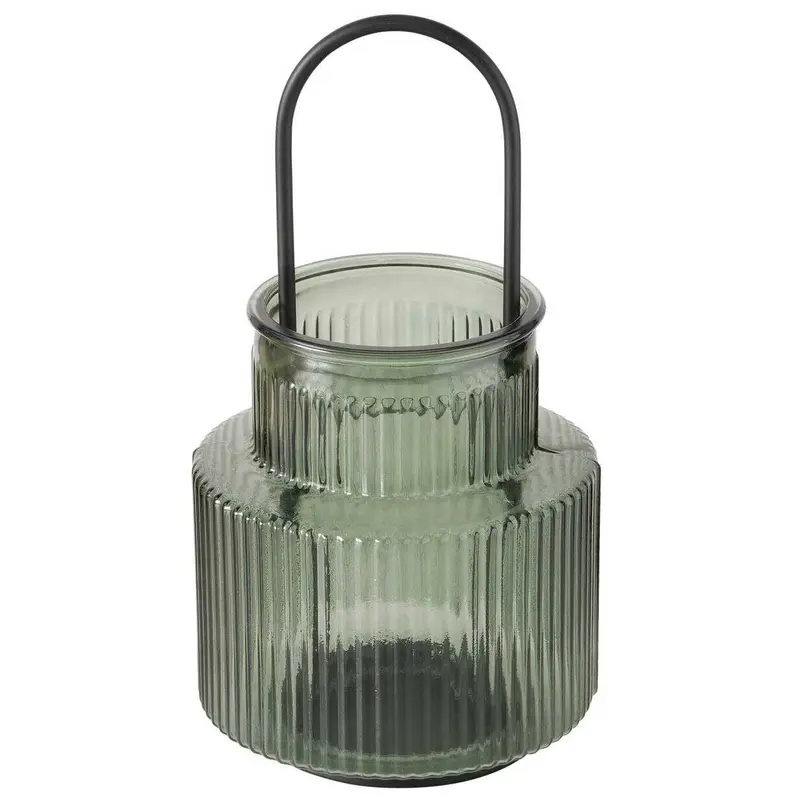 Lampion szklany z ryflowanego szkła RIFFA, Ø 12,9 cm
