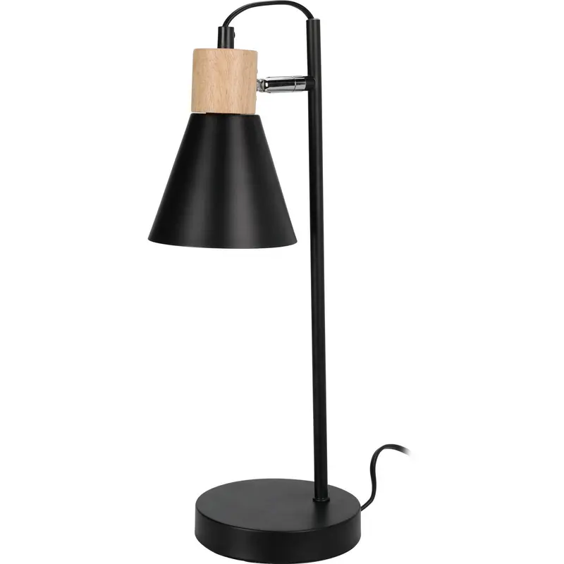 Lampka na biurko loftowa, drewno i metal, Ø 14 x 44 cm