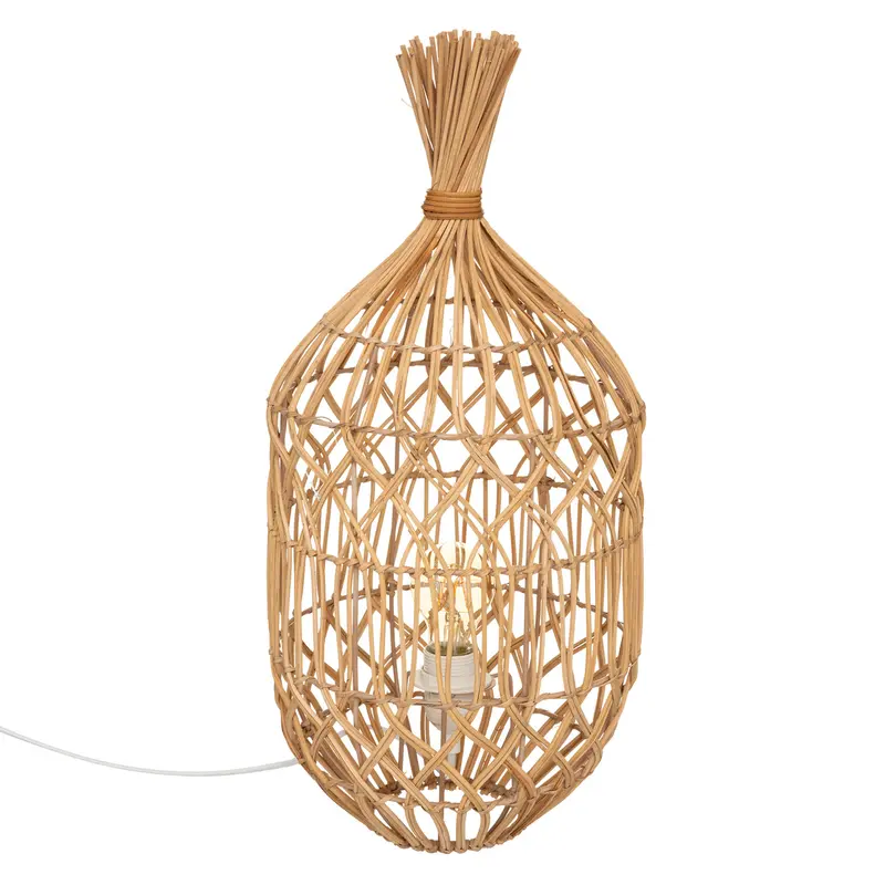 Lampka stołowa, ażurowa z rattanu, Ø 25 x 55 cm