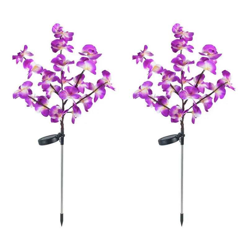 Lampki ogrodowe solarne, storczyki LED, zestaw 2 sztuki, 75 cm