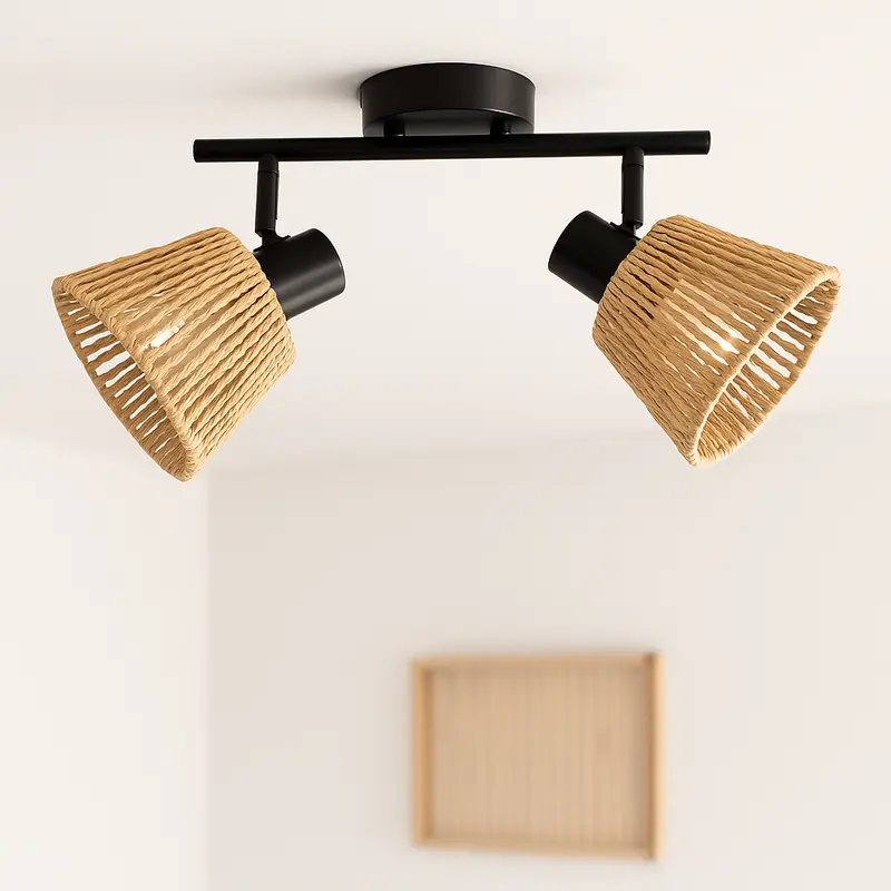 Lampy sufitowe MYHA 2 klosze z plecionego papieru, 2 x Ø 15 cm