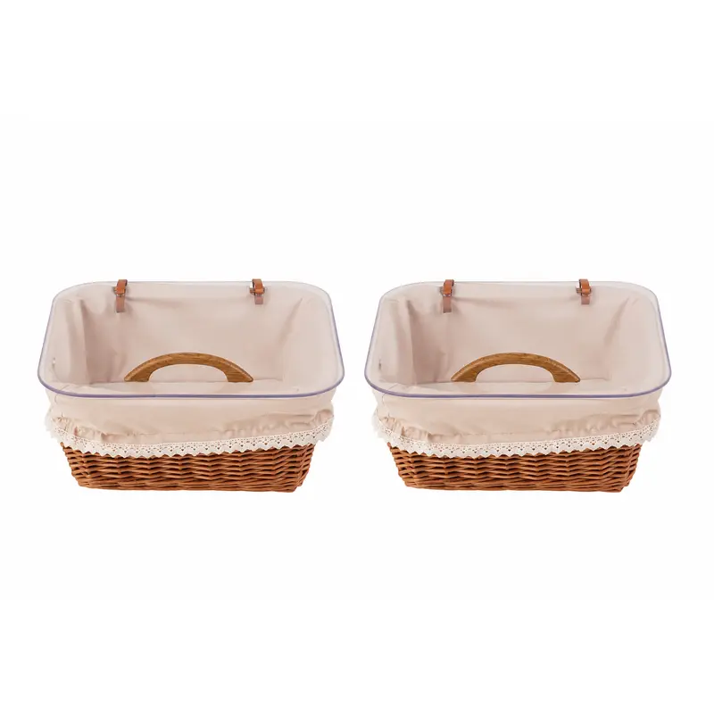 Laro wicker bread basket for display with beige trim and transparent lid – set of 2 TheWickerStories