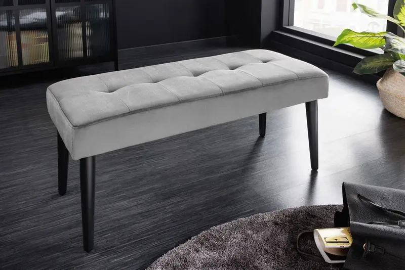 ŁAWKA BOUTIQUE SZARY AKSAMIT 95 CM / 42191 / INVICTA INTERIOR