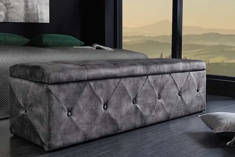 Ławka Extravagancia 140 cm aksamit antyczny szary / 44425 / INVICTA INTERIOR