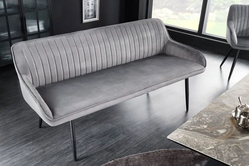 ŁAWKA TURIN SREBRNOSZARY AKSAMIT 160 CM / 43692 / INVICTA INTERIOR