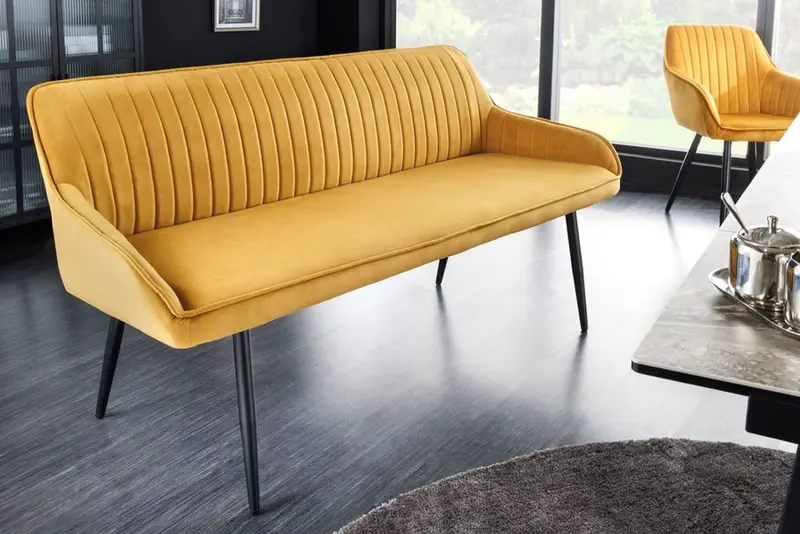 ŁAWKA TURIN ŻÓŁTY AKSAMIT 160 CM / 43694 / INVICTA INTERIOR