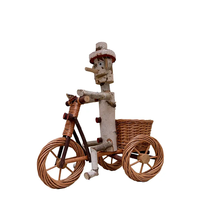 Lignum wooden decorative figurine with planter for the garden TheWickerStories