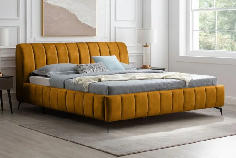 ŁÓŻKO AMSTERDAM ŻÓŁTY AKSAMIT / 41440 / INVICTA INTERIOR