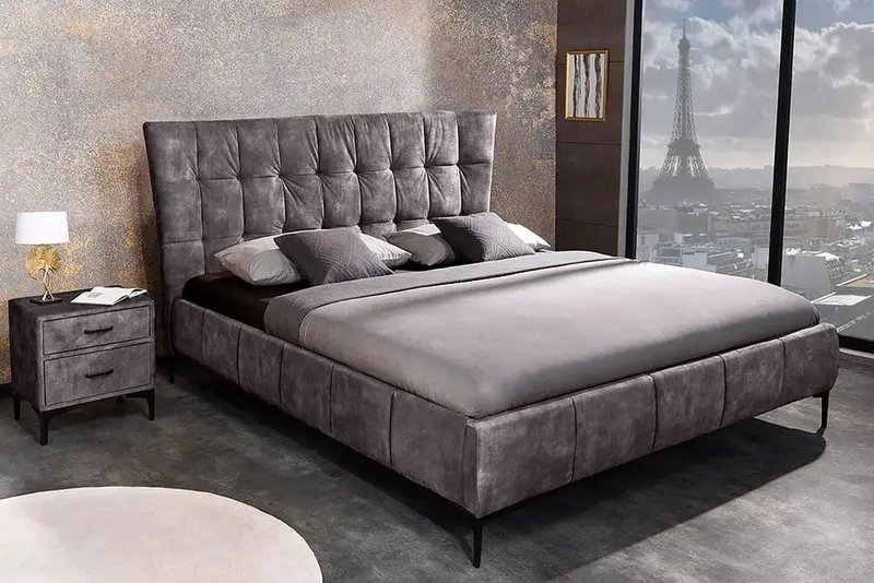 ŁÓŻKO BOUTIQUE CIEMNY SZARY 160 X 200 CM / 41669 / INVICTA INTERIOR