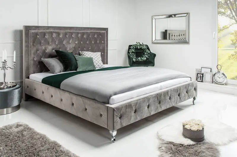 ŁÓŻKO EXTRAVAGANCIA SREBRNO SZARY 160 X 200 / 39428 / INVICTA INTERIOR