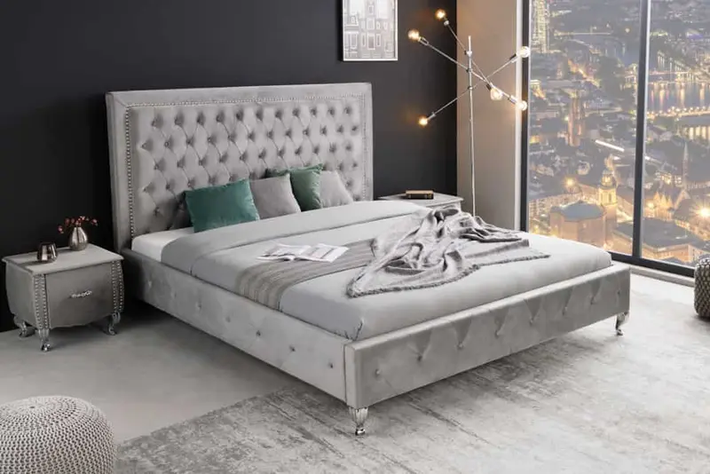 ŁÓŻKO EXTRAVAGANCIA SREBRNO SZARY 180 X 200 / 38968 / INVICTA INTERIOR