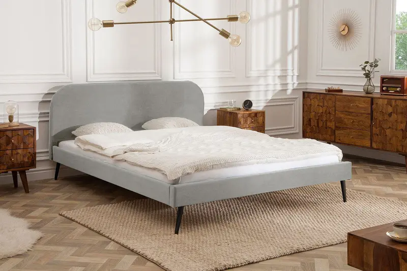 Łóżko Famous Retro szary aksamit 160 / 39697 / INVICTA INTERIOR