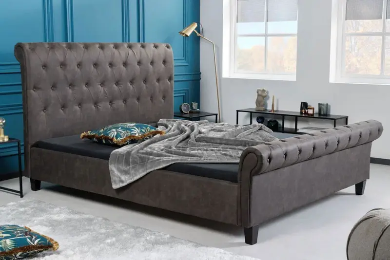 ŁÓZKO KENSINGTON 160 CM / 200 CM CIEMNOSZARE / 40605 / INVICTA INTERIOR