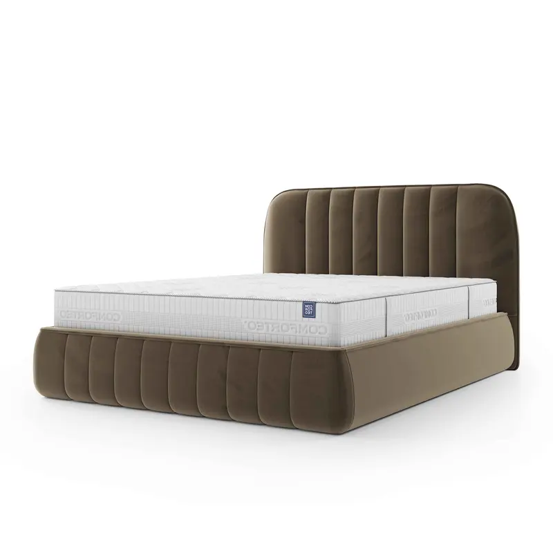 Łóżko tapicerowane z pojemnikiem w stylu soft minimalism | Carla