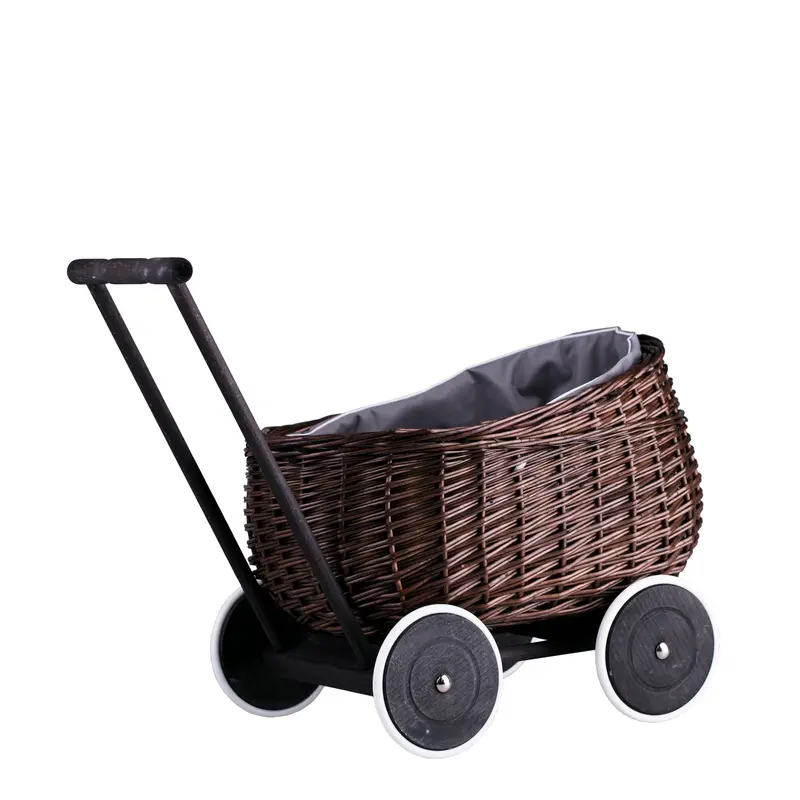 Luke wicker pushcart with grey lining TheWickerStories