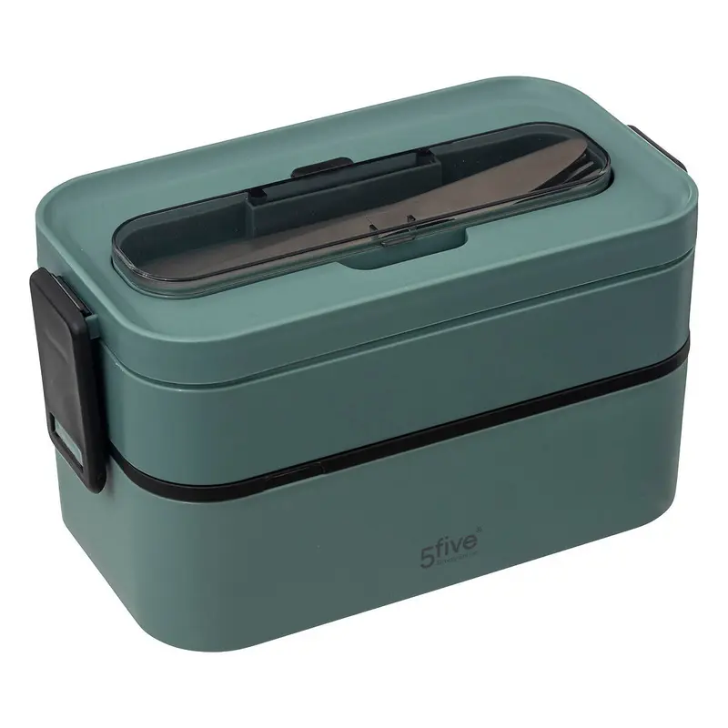 Lunch box do pracy, 2 przegródki + sztućce, 1,4 l