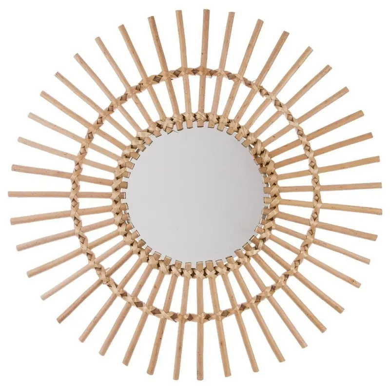 Lusterko ścienne SUN w plecionej oprawie, Ø 58 cm