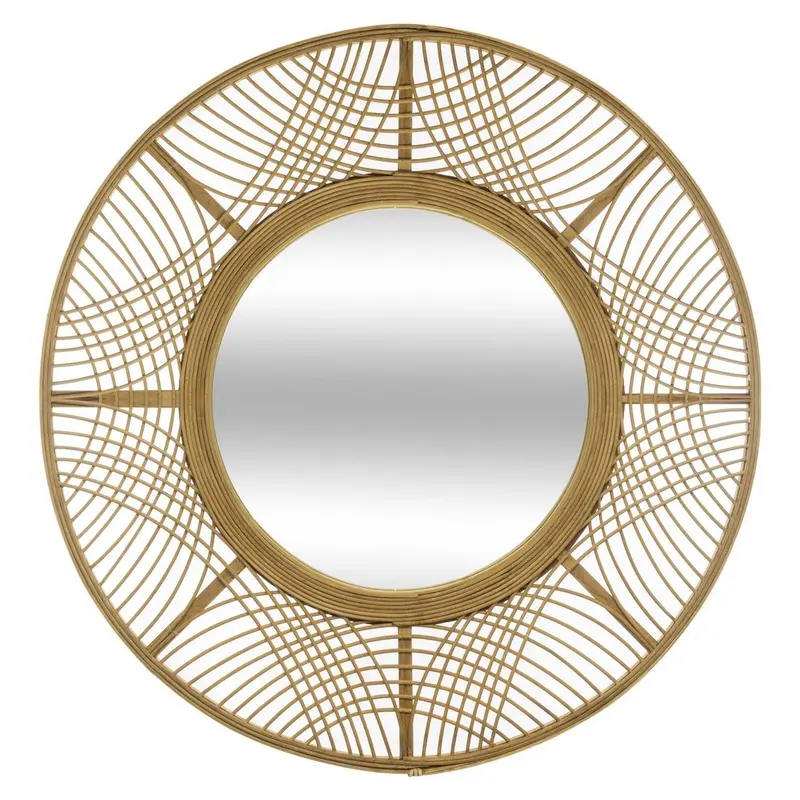 Lustro boho w bambusowej ramie INA, Ø 70 cm