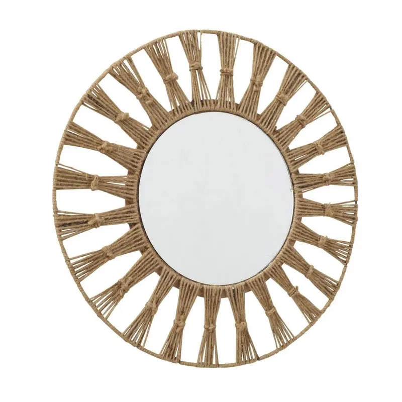 Lustro ścienne Merik, pleciona rama, Ø 58 cm